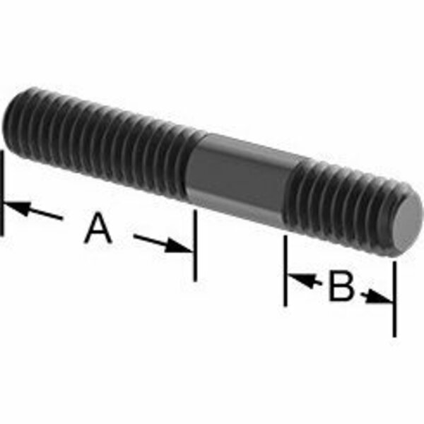 Bsc Preferred Black-Oxide Steel Threaded on Both Ends Stud 5/16-18 Thread Size 2 Long 1 and 1/2 Long Threads 91025A591